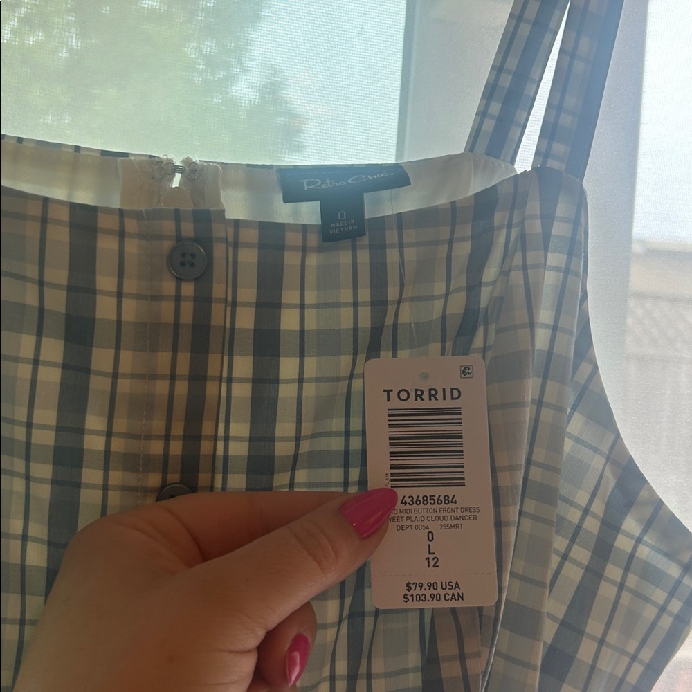 Blue Plaid Button-Front Sundress with Belt - Picture 3 of 11